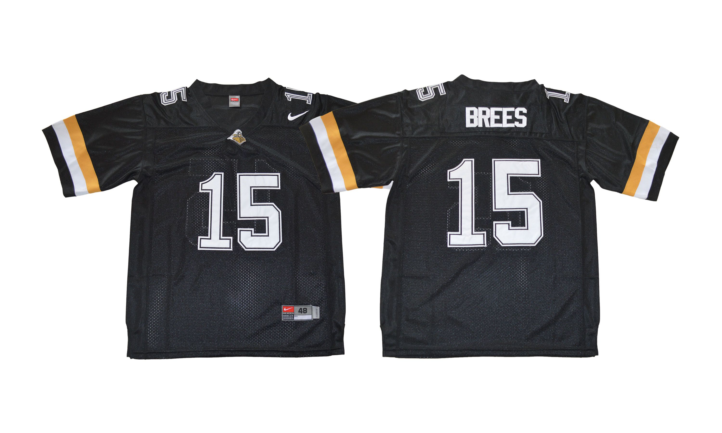 Men NCAA 2017 Purdue Boilermakers 15 Drew Brees black Jersey